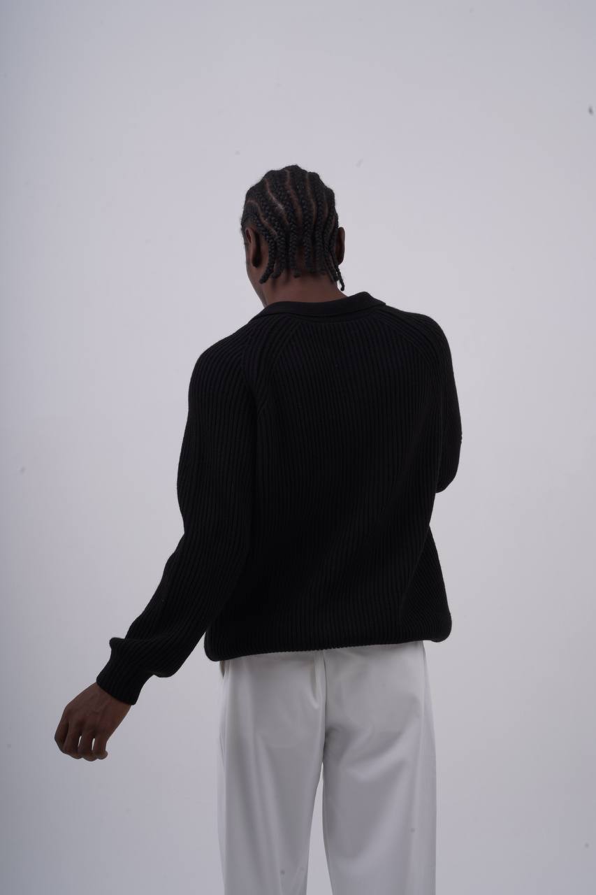 Ribbed Knit Half-Zip Sweater