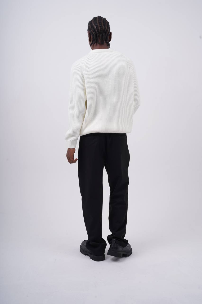 Ribbed Knit Half-Zip Sweater